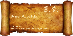Bums Vitolda névjegykártya